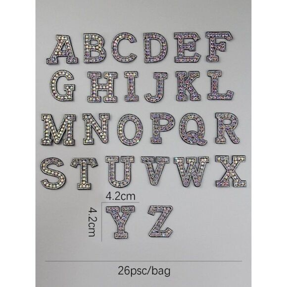 26pcs Rhinestone Alphabet Shaped Iron-on Patches - Picture 4 of 5